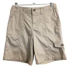 CATO Women Classic High Rise Khaki Short 10 Stretch Waist Long Length Safari NEW